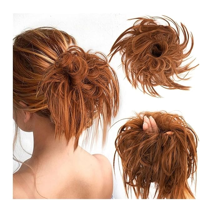 FRANCES Fake Hair Bun Synthetic Bun Ponytail Hair Extensions Headband Messy Bun with Elastic Rubber Band Ponytail Wig Hair Bun for Women Hair Accessories (Color : 30#)