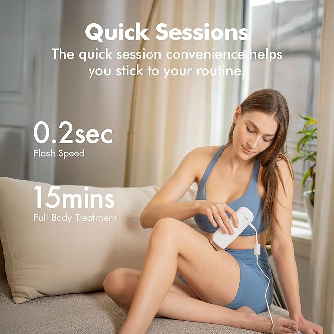 Aberlite Luxe - IPL Laser Hair Removal Device for Women &amp Men - Painless w/Sapphire Cooling Double Pulse Auto Scan 4 Modes 5 Intensity Levels - At Home Intense Pulsed Light (IPL) System (White