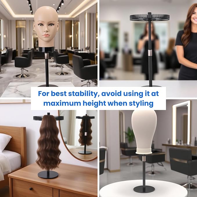 Adjustable Hair Extension Stand ? Matte Black Metal 11?17.5 Height Tangle-Free Storage &amp Display for Bangs Clip-Ins Color Strips Colored Clip Hair Extensions &amp More Non-Slip Base Easy
