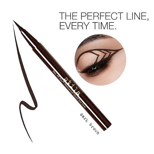 stila Waterproof Liquid Eye Liner Stay All Day Makeup with Fine Brush Tip Lasting Satin Finish Smudge-Proof &amp Transfer-Resistant