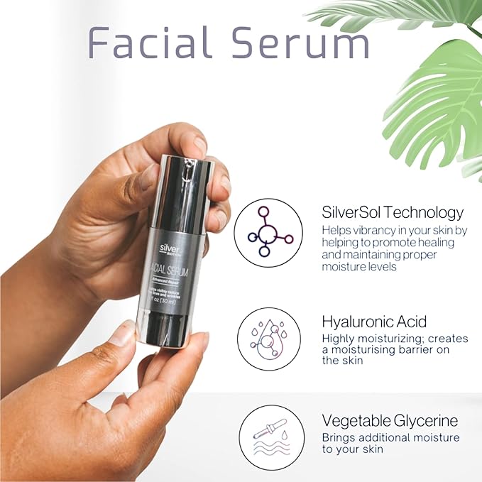 Silver Biotics Anti-aging Colloidal Nano-Silver Facial Serum Gel | Great For Blemishes Scars &amp More All Natural Face Care | 20 PPM Silversol + 2% Hyaluronic Acid | 1 fl oz