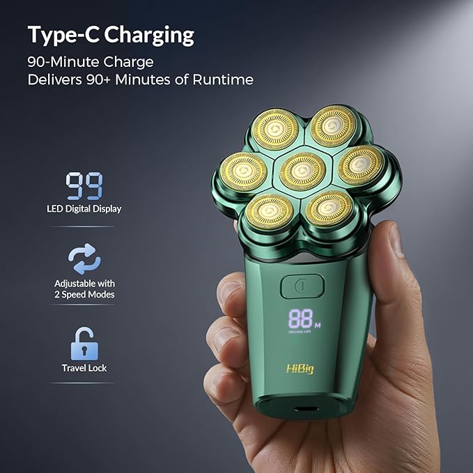 Head Shavers for Bald Men - 7D Arc Electric Razor with Magnetic Detachable Head Waterproof Wet Dry 5-in-1 Electric Shaving &amp Grooming Kit LED Display Rechargeable Head &amp Body Hair Shaver
