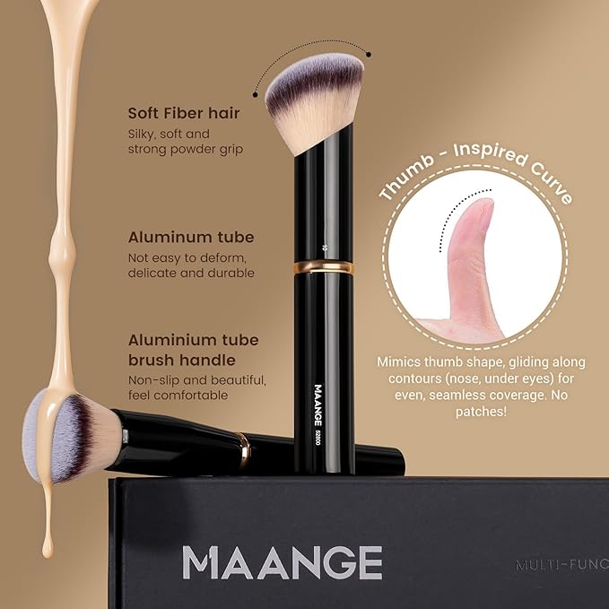 MAANGE Makeup Brushes 16Pcs Professional Foundation Powder Blush Contour Eyeshadows Double-End Makeup Brushes Set with Bag and Gift Box-Black