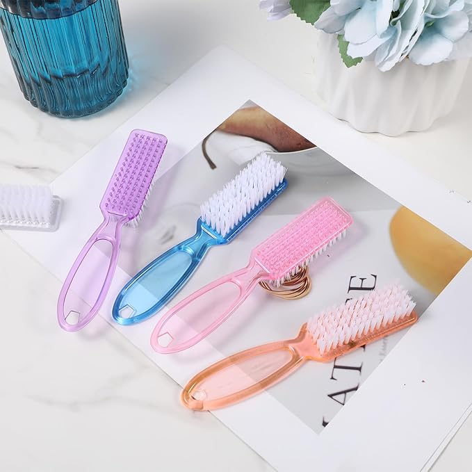100 Pcs Handle Grip Nail Brush Bulk Nail Brushes for Cleaning Fingernails Soft Bristles Cleaning Brushes Soft Stiff Bristles Pedicure Manicure Tools for Toe 5 Colors