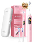 AI Smart Electric Toothbrush for Kids Adults with LED Screen | 150-Day Rechargeable Toothbrush Real-Time Map |3-Min Timer Travel Case | Teens Sonic Toothbrush Gift for Family Chirstams (G5S Pink)