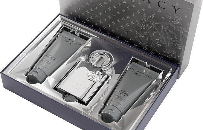 AFNAN Gift Set Supremacy Silver Eau De Parfum 100 ML + after Shave 100 ML + Shower Gel 100 ML Perfume Gift Set For Men
