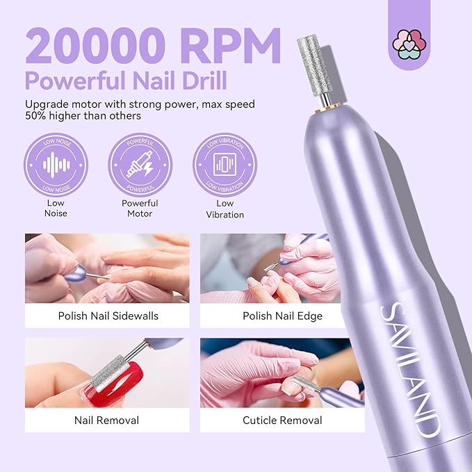 SAVILAND Acrylic Nail Kit with Drill: Professional Salon Nails Kit with Everything Acrylic Powder and Liquid Set Nail Brush Forms Top Gel &amp Manicure Tools Kit for DIY Extension Carving Home Use
