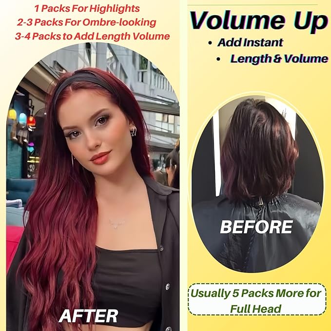Burgundy Tape in Hair Extensions Human Hair Invisible Remy Hair 18 Inch Tape in Human Hair Extensions 50G 20Pcs for Christmas