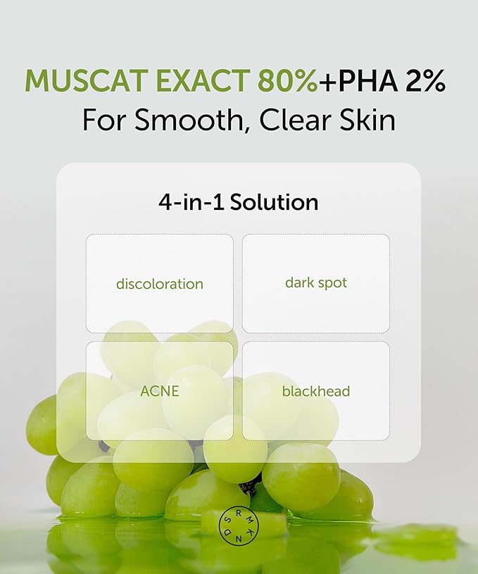 SERUMKIND Muscat Discoloration Correcting facial serum - 1fl oz - Blemishes &amp blackhead remover - Vegan Not Tested on Animals - Korean Skin Care - PHA Redness Relief and Exfoliating