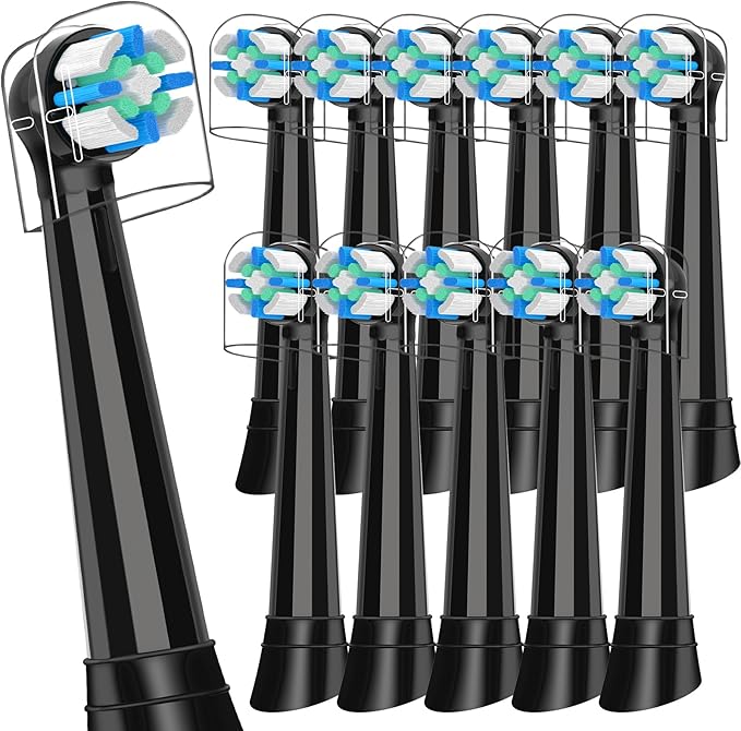 12 Count IO Replacement Heads Compatible with Oral B IO 2/3/4/5/6/7/8/9/10 Series Electric Toothbrushes Medium Softness Brush Heads Compatible with Oral B iO for Teeth and Gums Care (Black)