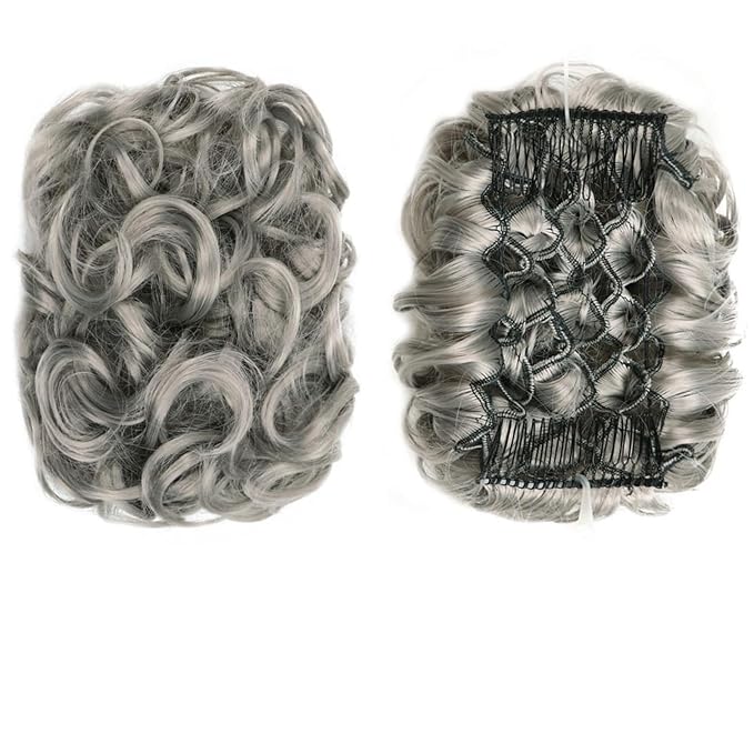 FRANCES Fake Hair Bun Synthetic Messy Bun Wig Hair Pieces Wavy Curly Bun Ponytail Hair Extensions Bun Hair Comb Women Bun Wig Hair Accessories (Color : 0906)