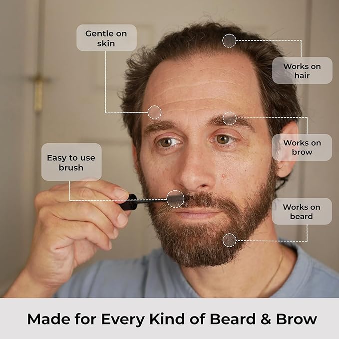 Simpler Hair Color Touch Up Temporary Beard Dye for Men for Gray Hair Coverage - Natural Clean Ingredients - Hypoallergenic Reusable Instant Beard Dye for Sensitive Skin (Medium Brown)