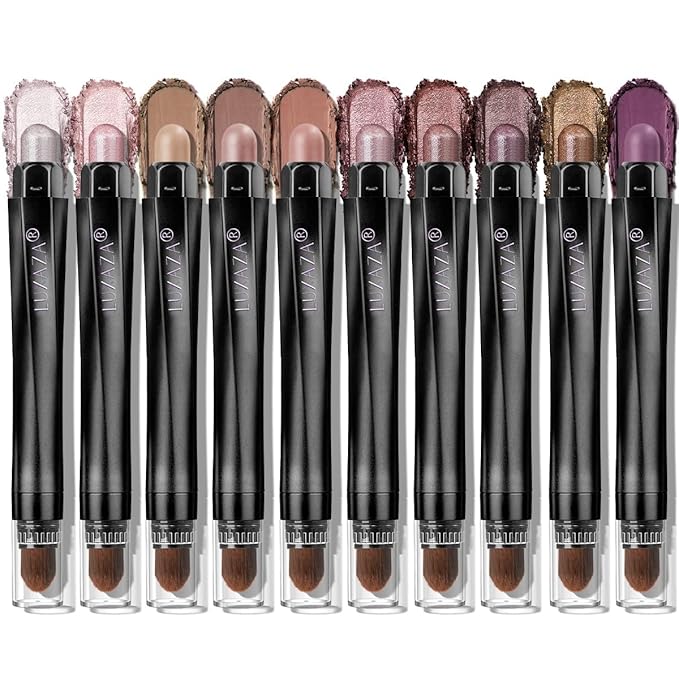 Plum Eyeshadow Stick Makeup Set 10PCS Neutral Shimmer And Matte Cream Eye Shadow Palette Metallic Bronze Smoky Eyeliner Brightener Crayon Pencil Kit Ideal Gift for Women -Cocoa Crush
