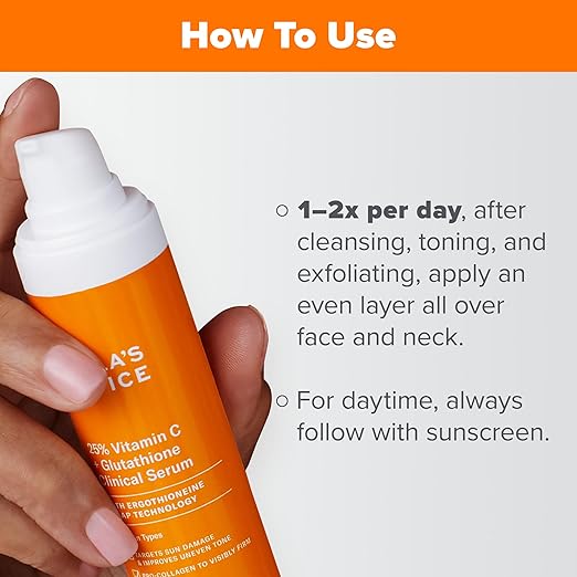 Paula?™s Choice 25% Vitamin C Serum with Glutathione &amp Antioxidants Face Serum Improves Discoloration Uneven Tone &amp Firms All Skin Types Fragrance-Free 1oz