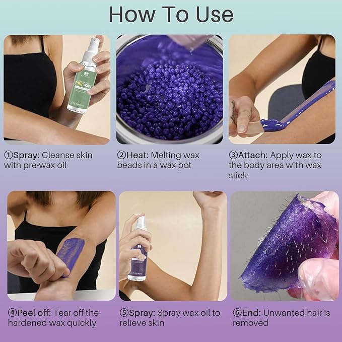 BLITZWAX Brazilian and Bikini Waxing Kit for Women Hard Wax Warmer for Face Legs and Body At Home Hair Removal Kit Beginner Friendly Quick Heating 32pcs Wax Spatulas