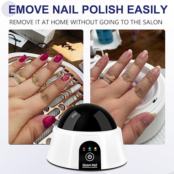 Electric Nail Soaking Bowl 50% Faster Nail Soak off Bowl Manicure Nail Soaker with Gold Cuticle Pusher for Acrylic Nail Polish Remover