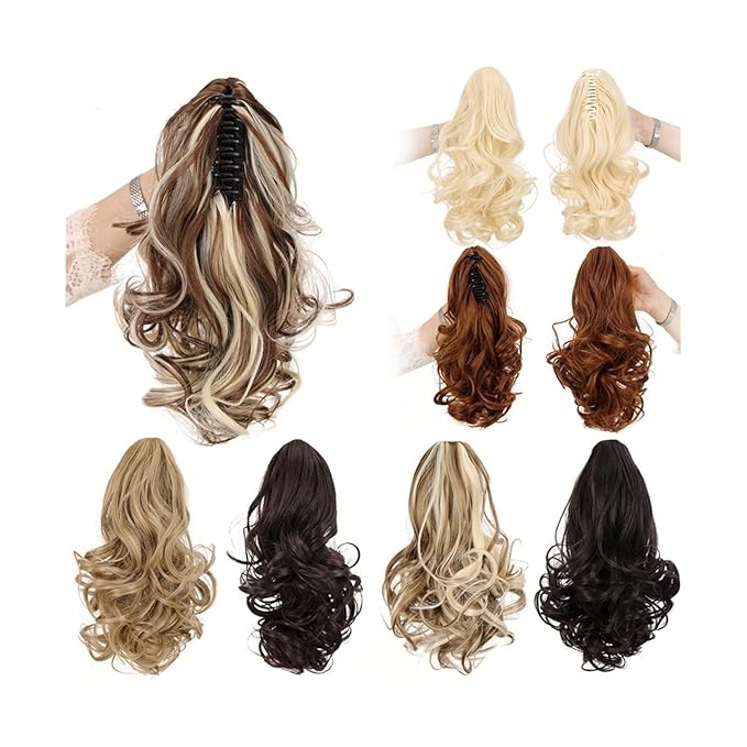 Hair Accessories 1 Pack Synthetic Wavy Ponytail Extension Wig Claw Clip Heat Resistant Fiber Wavy Ponytail Ladies Hair Extension Bun Hair Pieces For Women(002)