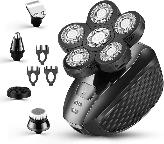 Head Shavers for Men - Upgraded Multifunctional Bald Head Shaver Waterproof Electric Razor for Men Cordless Rechargeable Shaving Grooming Kit (Gray)