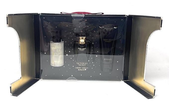 Victoria's Secret Very Sexy Night Gift Set 1.7 fl oz Eau de Parfum 2.5 fl oz Shimmer Fragrance Mist 3.4 fl oz Fine Fragrance Lotion Limited Edition