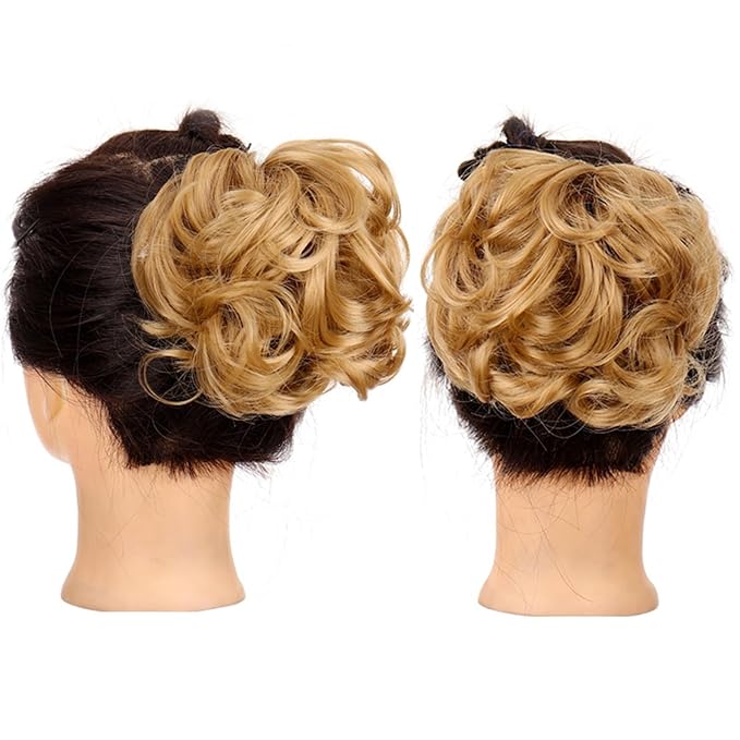 FRANCES Fake Hair Bun Synthetic Messy Bun Wavy Curly Bun Ponytail Hair Extensions Fancy Curly Bun Claw Clip Bun Wig For Women Hair Accessories (Color : 1pcs-09)