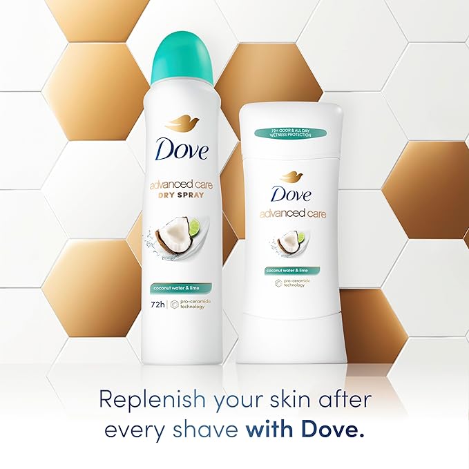 Dove Advanced Care Antiperspirant Deodorant Stick Coconut Water &amp Lime scent 4 Ct for helping skin barrier repair after shaving 72H odor control &amp all-day sweat protection for soft underarms 2