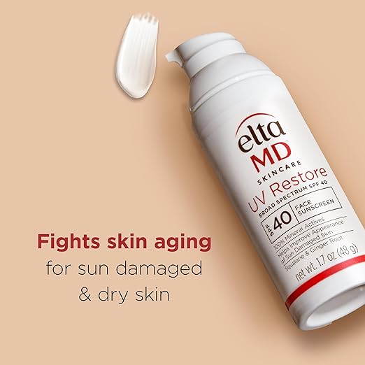 EltaMD UV RestoreFace Sunscreen SPF 40 Mineral Sunscreen for Sun Damaged Skin Repair Anti-Aging Zinc Oxide Sunscreen Formula