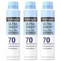 Neutrogena Ultra Sheer Body Mist Sunscreen Spray Broad Spectrum SPF 70 Lightweight Spray Sunscreen Non-Greasy &amp Water Resistant Oil-Free &amp Non-Comedogenic UVA/UVB 5 oz Pack of 3
