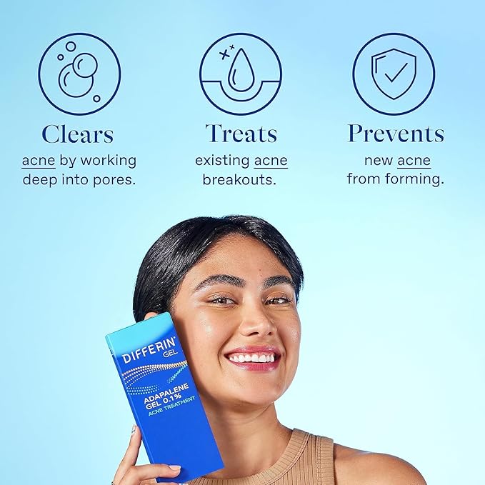 Differin Acne Skin Care Kit Differin Gel Retinoid Acne Treatment for Face with 0.1% Adapalene &amp 5% Benzoyl Peroxide Face Wash &amp Body Wash Designed for Pimple and Acne Prone Skin