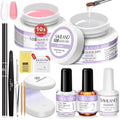SAVILAND Quick-dry Builder Nail Gel Kit - Clear Pink Builder Hard Gel with Mini UV Light Top Gels Dehydrator Non-acid PH Bond Primer and Nail Extension Application Tools for beginners