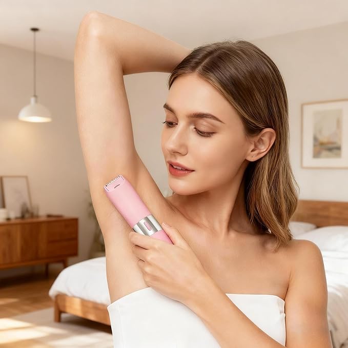Bikini Trimmer for Women - 400mA Blade Shaving Device 15.5x3cm Wet Dry Grooming Tool | Rechargeable Portable Electric Hair Remover Smooth Skin Precision Trimming System for Face Legs Home Travel