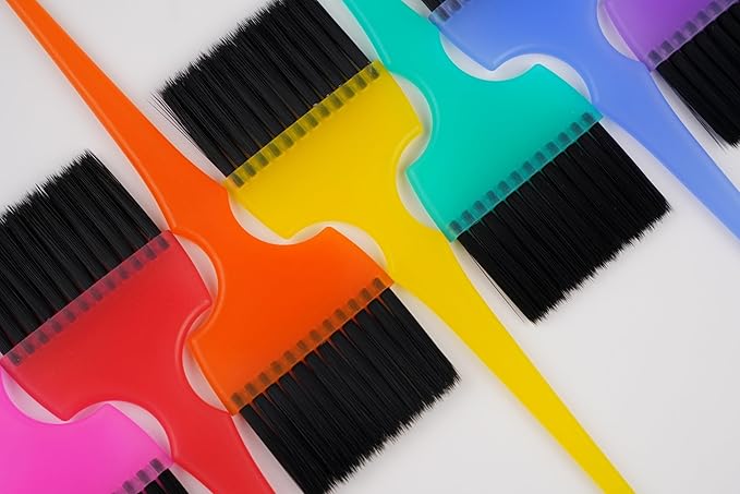 Professional Salon Hair Dye &amp Coloring Brush and Tint Bowl Set 7 Rainbow Application Brushes and Mixing Bowls (Pastel Rainbowl)