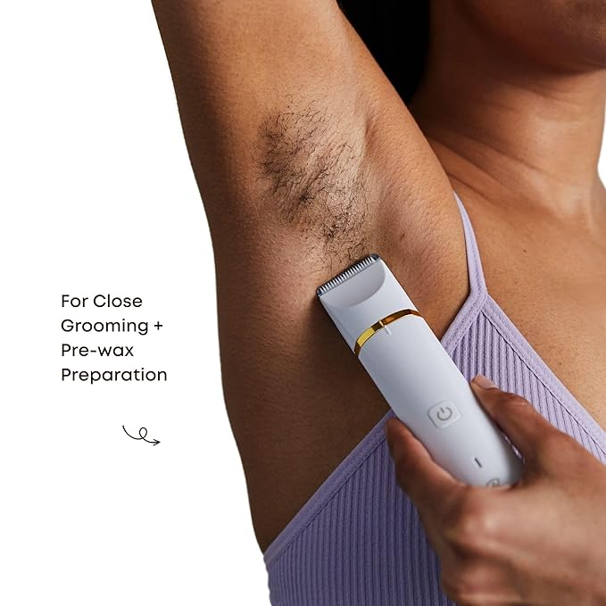 Bushbalm Ingrown Hair Bikini Trimmer Kit ? Francesca Trimmer with Nude Scrub &amp Oil ? 3pc Grooming Set for Women Bikini Underarms &amp Legs ? Smooth Skin Razor Bump
