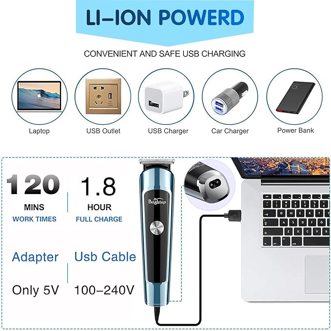 Brightup Beard Trimmer for Men IPX7 Waterproof Mens Grooming Kit with Cordless Hair Clippers Electric Razor with LED Display Shavers for Mustache Body Face Ear Nose Hair Trimmer Gifts for Men