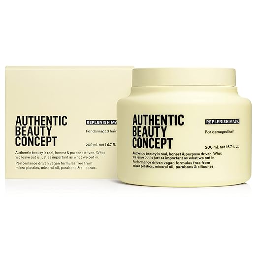Authentic Beauty Concept Replenish Mask | Damaged Hair | Strengthens Hair Fiber | Vegan &amp Cruelty-free | Silicone-free