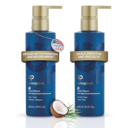 ColorProof Instant Reboot Treatment Masque 8.1 Fl. Oz. (2 Pack) Hair Mask Lightweight 2-Step Hair Mask for Damaged Hair with Color Protection Coconut &amp Lemongrass Scent