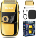 KEMEI Electric Razors for Men LCD Display Cordless Men's Razors USB Rechargeable with Pop-up Beard Trimmer Best Worldwide Travel Gift Model KM 2028 Gold