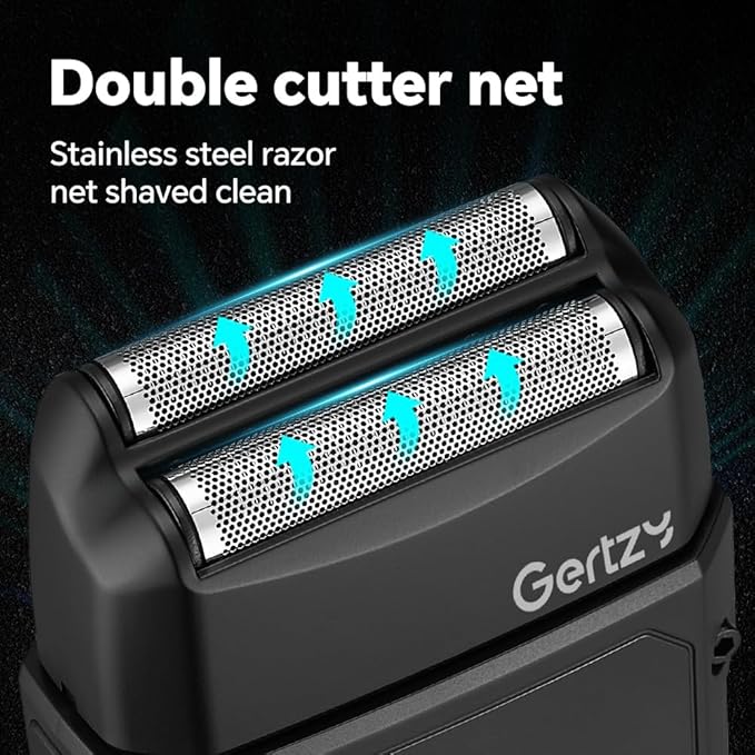 Gertzy Electric Shaver for Men Face Men's Razor Cordless Beard Foil Shavers Wet Dry Waterproof 3-Speed Adjustable ShavingRechargeable Type-C Charging LED Display (Black)