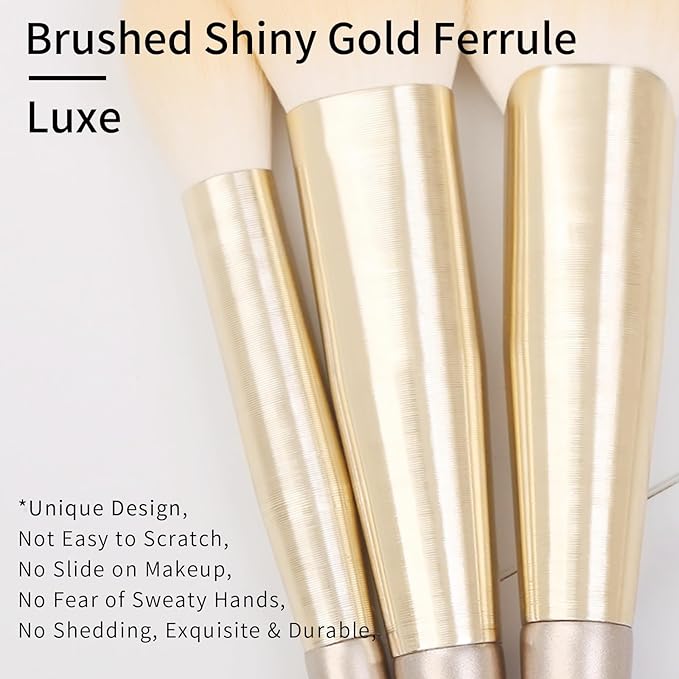 Natural Hair Makeup Brush Set Professional Fox Hair Makeup Brushes Set with Case by Luxury ENZO KEN Gold Cosmetic Brushes Makeup Set Natural Makeup Brushes Natural Bristle Makeup Brushes.(Cloud)