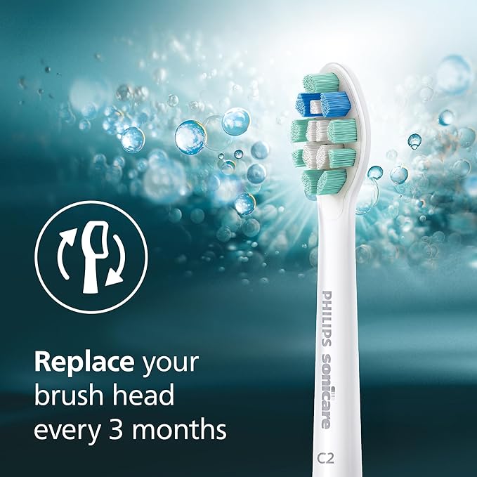 Philips Sonicare C2 Plaque Control - Genuine Replacement Electric Toothbrush Heads White 6 Pack Up to 18 Month Supply HX9026/77
