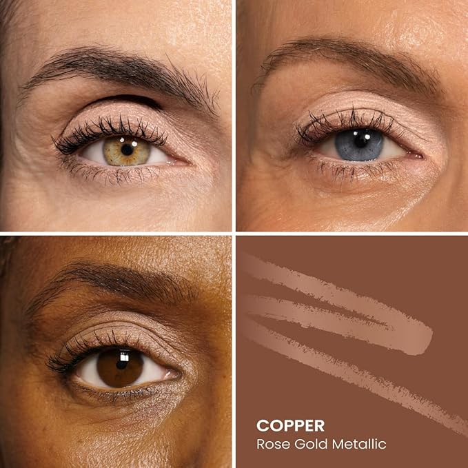 PRIME PROMETICS PrimeEyes Glide Eyeliner for Mature Women ? Waterproof Long-Stay and Mess-Proof ? Gel Creme Texture Discreet Sharpener and Effective Smudger (Copper Metallic)
