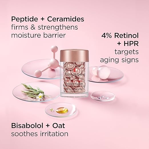Elizabeth Arden Retinol + HPR Ceramide Rapid Skin Renewing Anti-Aging Face Serum Capsules Fine Lines &amp Wrinkles Treatment Skincare Gift for Women