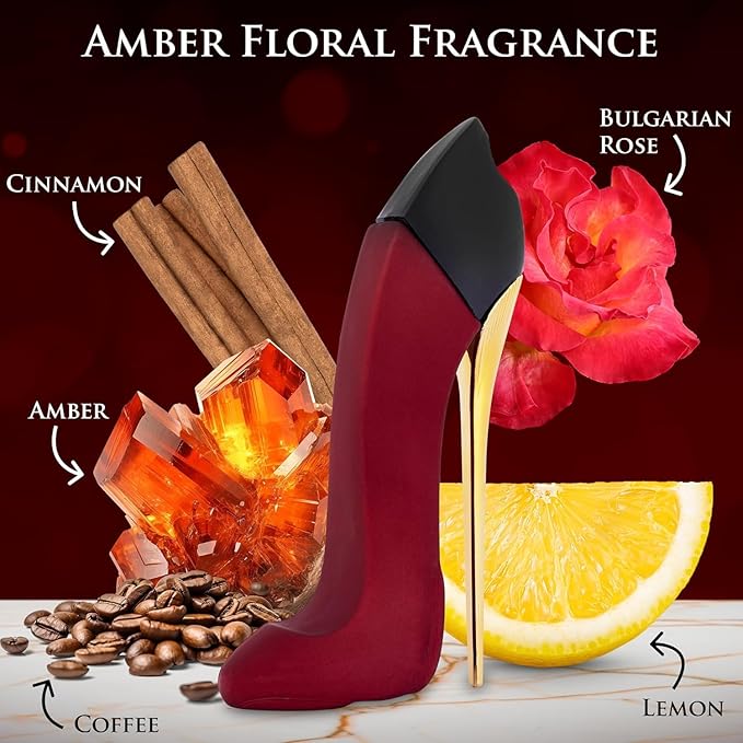 Bad Girl Rouge for Women Eau De Parfum 3.4 fl Oz- Sweet Warm &amp Powdery Tone - Combination of Tonka Bean Vanilla &amp Praline - Free of Paraben Vegan &amp Cruelty-Free - Elegant 100ml bottle