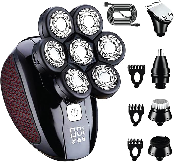 Upgraded 7D Head Shavers for Bald Men ? Waterproof Electric Razor for Men with LED Display Detachable Blades Type-C Rechargeable Mens Head Shaver Grooming Kit