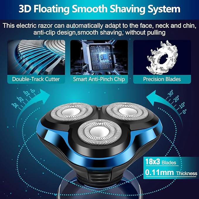 Electric Razors for Men ? 3D Head Shavers Wet &amp Dry Cordless Shaver IPX7 Waterproof with Beard/Nose Trimmer &amp Face Cleaning Brush Men?™s Shaving Kit Ideal Gift for Men