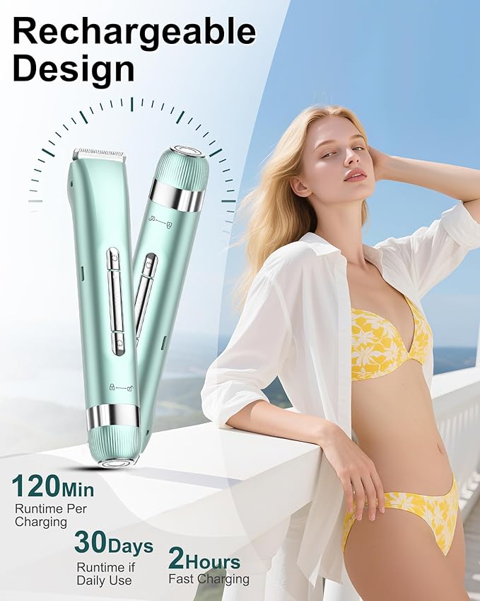 Bikini Trimmer Women 2-in-1 Electric Lady Shavers for WomenSmooth &amp Flawless Facial Hair Remover &amp Eletric Shaver for Face Bikini Line Body &amp Legs Waterproof USB Rechargeable Ideal