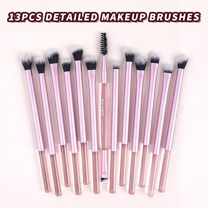 MAANGE 20 Pcs Makeup Brushes with Gift Box Double-End Multi-functional Makeup Brushes for Blending Liquid Powder Concealer Cream Blush BuffePink