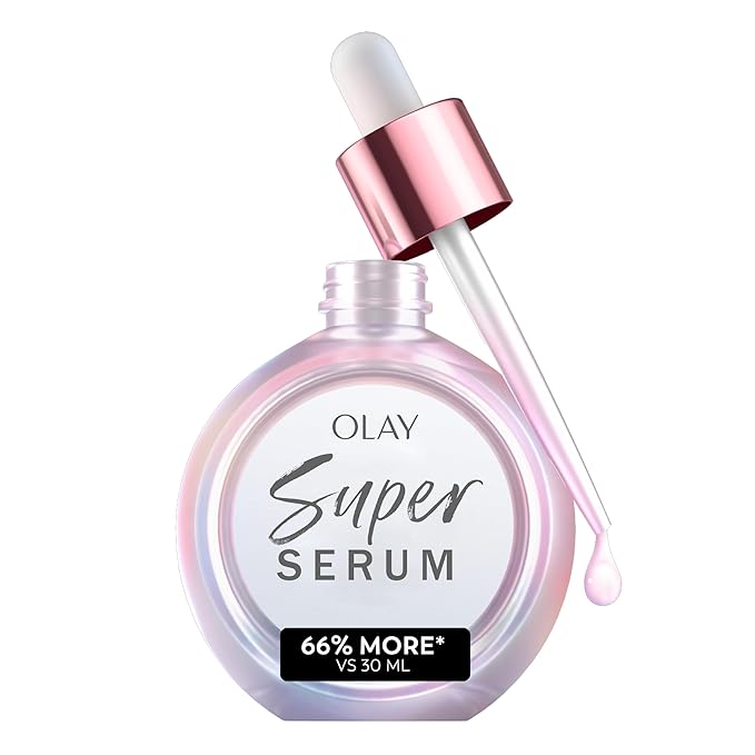 Olay Super Serum - Niacinamide Vitamin C &amp E Collagen Peptide AHA - 5-in-1 Skin Care Benefits for Face - Healthy Glow Brightening Hydrating Smoothing Firming Evens Tone Anti-Aging 1.7 Oz