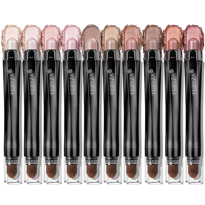 Brown Eyeshadow Stick Makeup Set 10PCS Neutral Shimmer And Matte Cream Eye Shadow Palette Metallic Bronze Smoky Eyeliner Brightener Crayon Pencil Kit Ideal Gift for Women -Love's Gifts