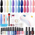 Gellen Gel Nail Polish Starter Kit with U V Light - 12 Colors Solid Black White Pink Blue Gel Polish with 72W Nail Lamp Top Base Coat Nail Tools Gel Nail Polish Kit Nail Gel All-In-One Manicure Set