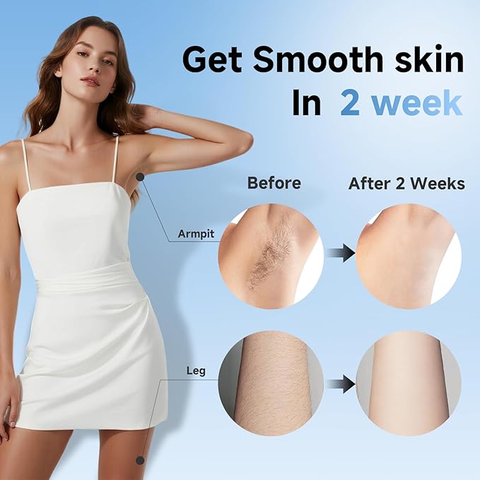 Painless IPL Laser Hair Removal for Women &amp Men 39°F Sapphire Ice Cooling Technology At-Home Laser Hair Removal Device for Face Armpits Legs Bikini &amp Whole Body Long-Lasting Results